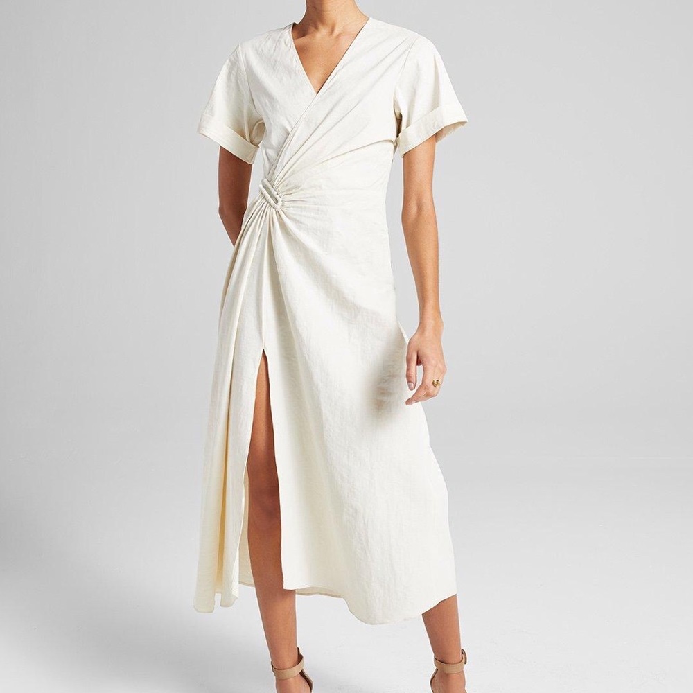 A.L.C. Cream Midi Dress with Twist Front
